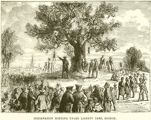 Reunión de indignación bajo el Árbol de la Libertad, Boston de English School