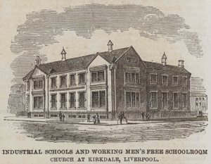 Escuelas Industriales y Escuela Gratuita para Hombres Trabajadores en Kirkdale, Liverpool (grabado) de English School