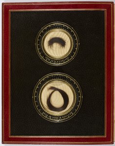 Portada interior, con mechones de cabello de Percy Bysshe Shelley y su esposa Mary Shelley (técnica mixta)