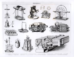Instrumentos Relacionados con el Descubrimiento y Uso de la Electricidad, Del 1 al 15, No.1 Electróforo; No.2 Electroscopio Condensador; No.3 Botella de Leyden y Bolas de Médula; No.4 Máquina de Fricción Cilíndrica; No.5 de English School