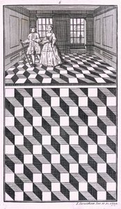 Interior, Ilustración de Diversos Tipos de Decoración de Suelos, por John Carwitham, 1739, grabado en blanco y negro de English School