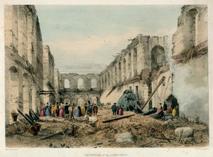 Interior de la Armería, Incendio de la Torre de Londres, 1841 de English School