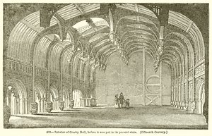 Interior de Crosby Hall, antes de ser puesto en su estado actual (siglo XV) de English School