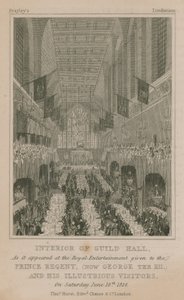 Interior de Guildhall, Londres, como apareció en el Entretenimiento Real dado al Príncipe Regente de English School