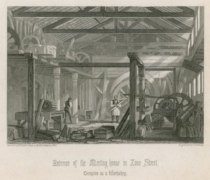 Interior de la casa de reuniones de John Bunyan en Zoar Street, Gravel Lane, Southwark