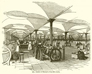 Interior del molino de lino de Marshall, Leeds de English School
