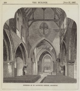 Interior de la Iglesia de San Salvador, Highbury (grabado) de English School