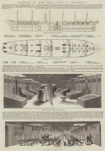 Interior del barco de vapor "The Great Britain" (grabado) de English School