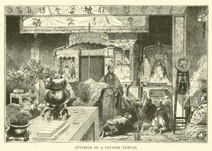 Interior de un templo chino