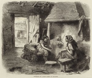 Interior de una cabaña de barro en Kildare de English School