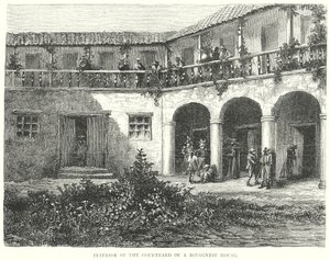 Interior del patio de una casa boloñesa (grabado)