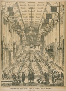 Interior de Guildhall durante el gran banquete cívico, 9 de noviembre de 1837 de English School