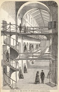 Interior de la Casa de Detención, Clerkenwell, ilustración de Las prisiones criminales de Londres y escenas de la vida en prisión de Henry Mayhew y John Binny, pub. 1862 de English School