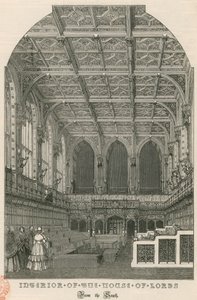 Interior de la Cámara de los Lores, Westminster, Londres, desde el sur de English School