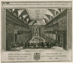 Interior de la Cámara de los Lores durante el juicio de Su Majestad la Reina Carolina