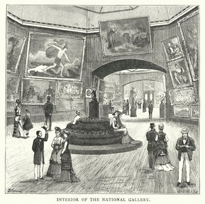 Interior de la Galería Nacional (grabado) de English School
