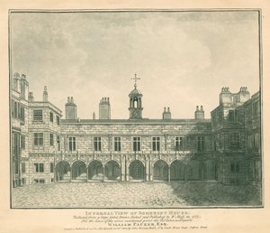 Vista interna de Somerset House, The Strand, Londres; basada en una impresión dibujada por W. Moss en 1777 de English School
