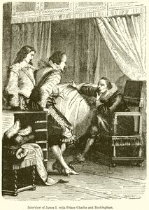 Entrevista de Jacobo I con el príncipe Carlos y Buckingham de English School