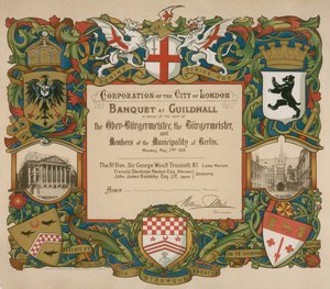 Invitación de la Corporación de Londres a un banquete en Guildhall, 24 de mayo de 1909