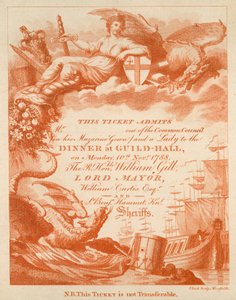 Invitación a un banquete en el Guildhall, Londres, el 10 de noviembre de 1888