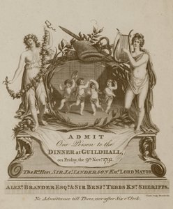 Invitación a un banquete en el Guildhall, Londres, el 9 de noviembre de 1792 de English School