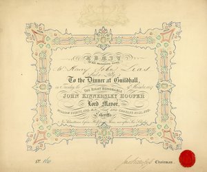 Invitación a un banquete en el Guildhall, Londres, el 9 de noviembre de 1847