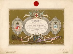 Invitación a un banquete en el Guildhall, Londres, el 9 de noviembre de 1853 de English School