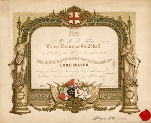 Invitación a un banquete en el Guildhall, Londres, el 9 de noviembre de 1855