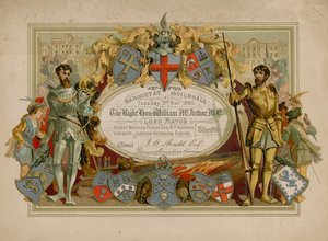Invitación a un banquete en el Guildhall, Londres, el 9 de noviembre de 1880 de English School