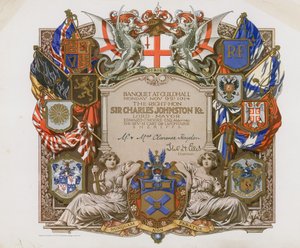 Invitación a un banquete en el Guildhall, Londres, el 9 de noviembre de 1914 de English School