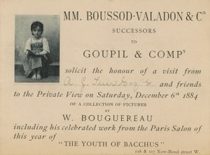 Invitación a una exposición de obras de William Bouguereau de English School