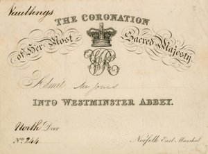 Invitación a la Coronación de Su Majestad en la Abadía de Westminster, 28 de junio de 1838