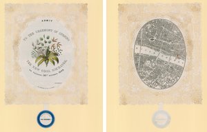 Invitación a la ceremonia de apertura del Nuevo Intercambio de Carbón, 30 de octubre de 1849, anverso y reverso
