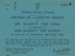Invitación a la inauguración del Puente de Lambeth de English School