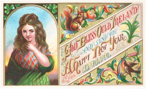 Chica Irlandesa Sonriendo, Tarjeta de Año Nuevo de English School