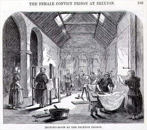 Sala de planchado en la prisión de Brixton, de 