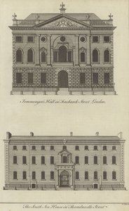 Salón de los Ferreteros, Fenchurch Street y la Casa del Mar del Sur, Threadneedle Street, Londres de English School