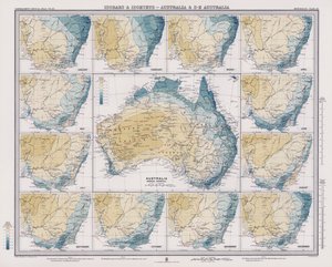 Isobars and Isohyets, Australia and South East Australia (litografía en color) de English School
