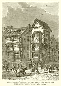 Casa de Izaac Walton, en la esquina de Chancery Lane y Fleet Street, 1627-1644 de English School