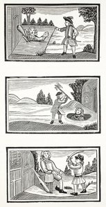 Jack y los gigantes, ilustración de Chap-books del Siglo XVIII de John Ashton, pub. 1882 de English School