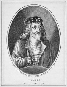 James I, Rey de Escocia, de Johnstones Scottish Heroes, grabado por Adam, publicado en 1794