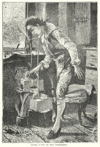 James Watt en su taller (grabado) de English School
