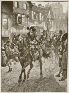 James entrando en Dublín después de la Batalla del Boyne, ilustración de Cassells Illustrated History of England