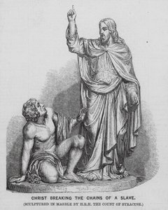 Jesucristo rompiendo las cadenas de un esclavo (grabado) de English School