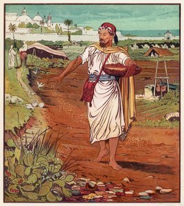 Las parábolas de Jesús: el sembrador y la semilla (litografia en color) de English School