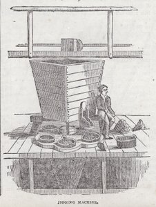 Máquina de jigging, mina de cobre de Cornualles de English School