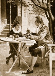 Johann Wolfgang von Goethe instruyendo a su hijo, August, cómo disparar con una ballesta de English School