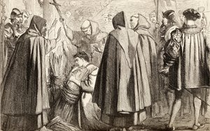 John Frith a punto de ser quemado en la hoguera por herejía en 1533, c.1865
