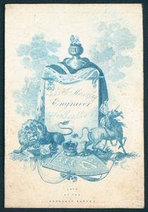 John J Macaulay, grabador, tarjeta comercial de English School