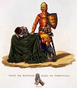 Juan de Eltham, Conde de Cornwall (1316-36) 1329, grabado por W. Maddocks, de 